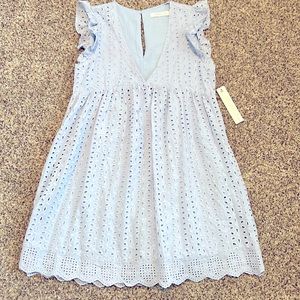 Women’s mustard seed, size small eyelet dress. New with tags, light blue.